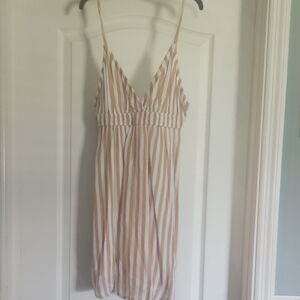 Abercrombie & Fitch Tan and White Striped Dress